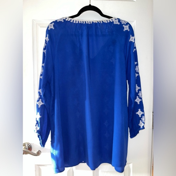 JohnPaulRichard Royal Blue Tunic with White Embroidery Large - Picture 3 of 3